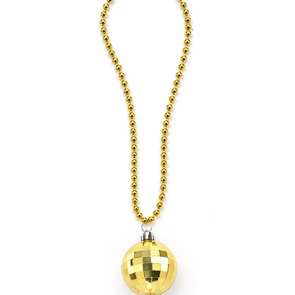 Retro Disko Topu Şekilli 80&amp;#39;ler 90&amp;#39;lar Altın Renk Plastik Kolye