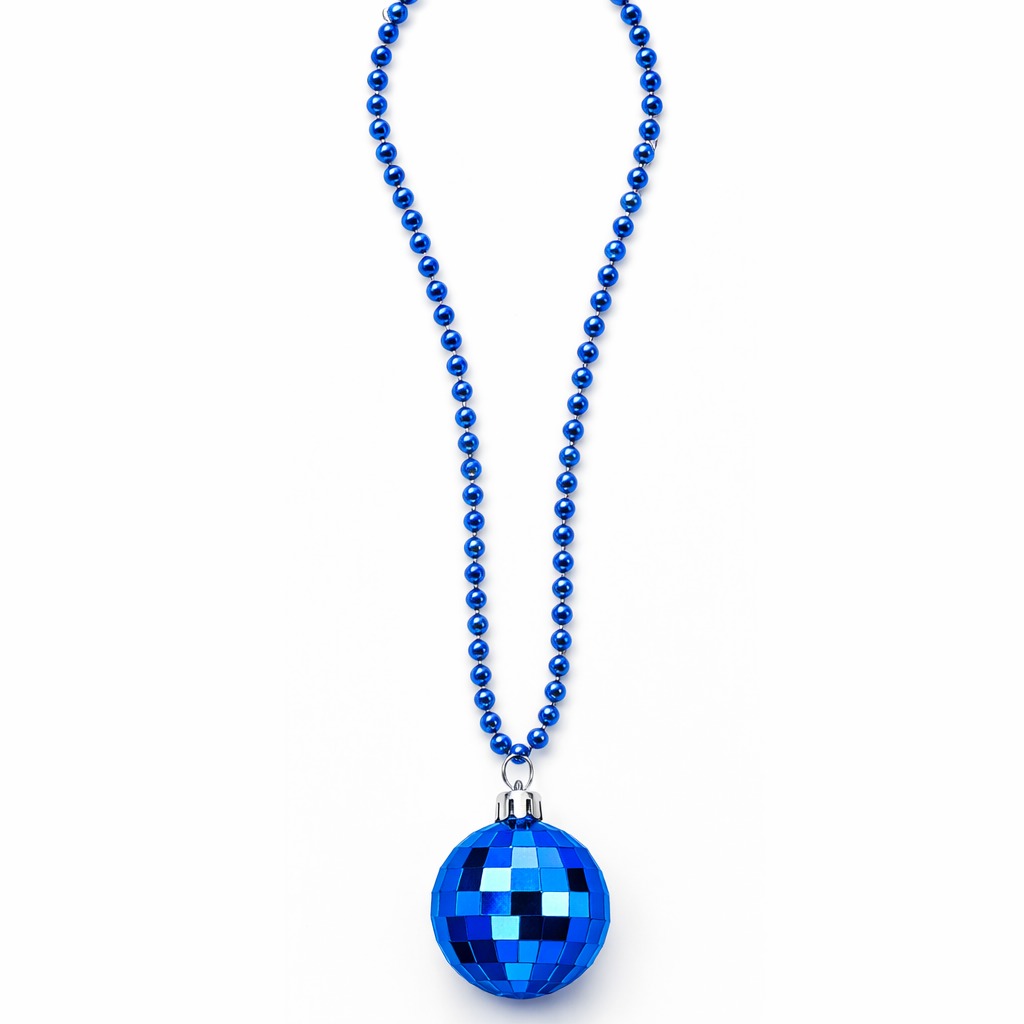 Retro Disko Topu Şekilli 80&amp;#39;ler 90&amp;#39;lar Mavi Renk Plastik Kolye