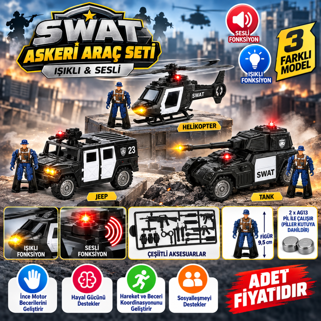 Sesli ve Işıklı Polis Oyun Seti (adet fiyatıdır)