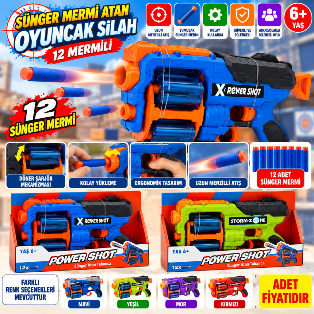 SH59636 OYUNCAK SİLAH SÜNGER MERMİ ATAN  (adet fiyatıdır)
