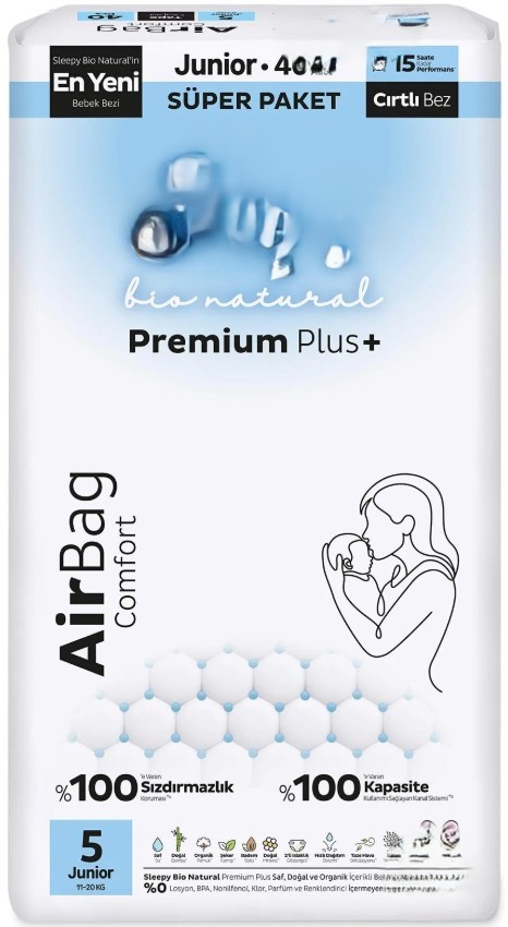 Bio Natural Premium Plus Airbag Comfort Bebek Bezi 5 Beden 40 Adet
