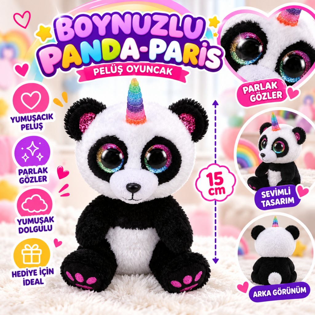 Boynuzlu Panda-Paris 15 cm