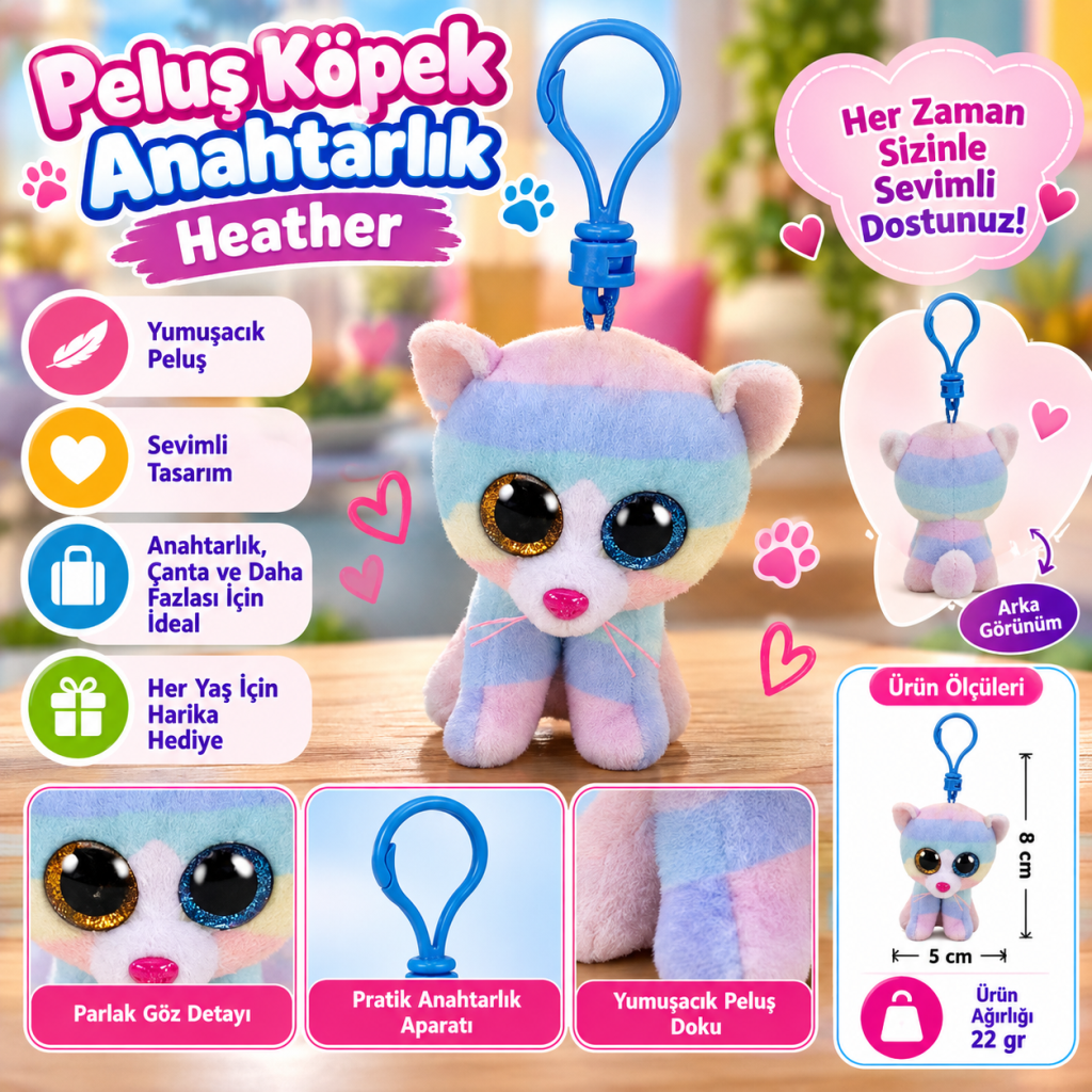 Peluş Köpek Anahtarlık  Heather yeni