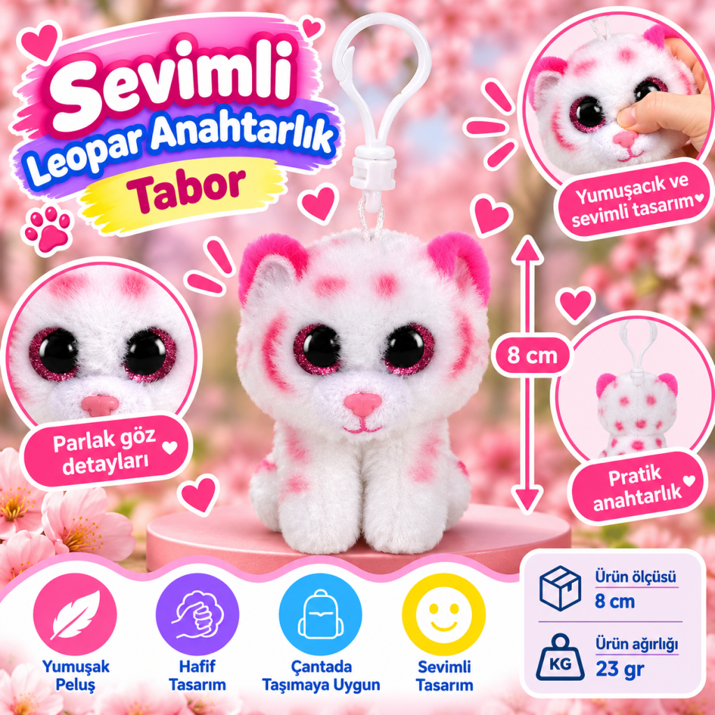 Peluş Leopar Anahtarlık Tabor