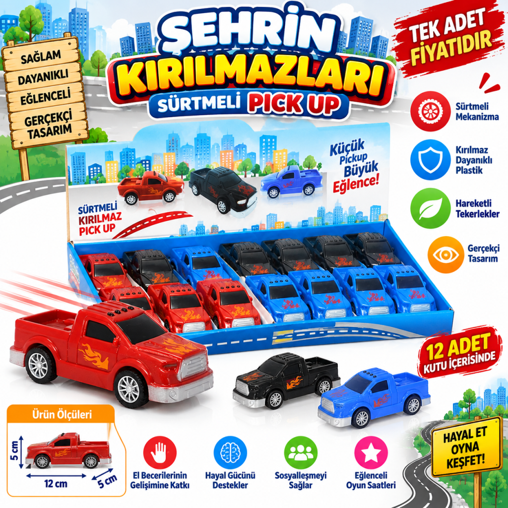 URT004-08 BY ŞEHRİN KIRILMAZLARI SÜRMELİ PİCK UP (adet fiyatıdır)