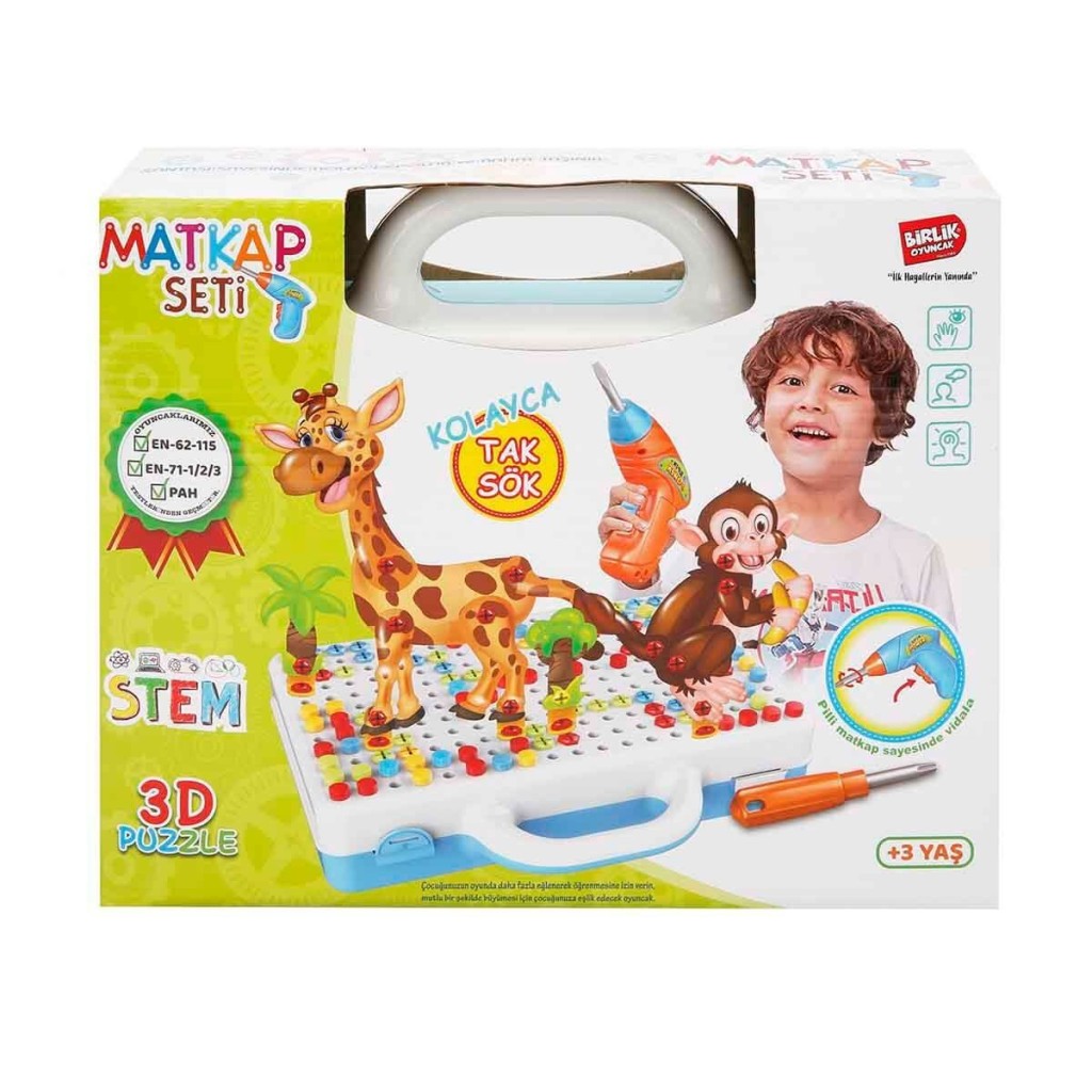 URT014-001 3D Eğitici Matkap Seti Hayvanlar