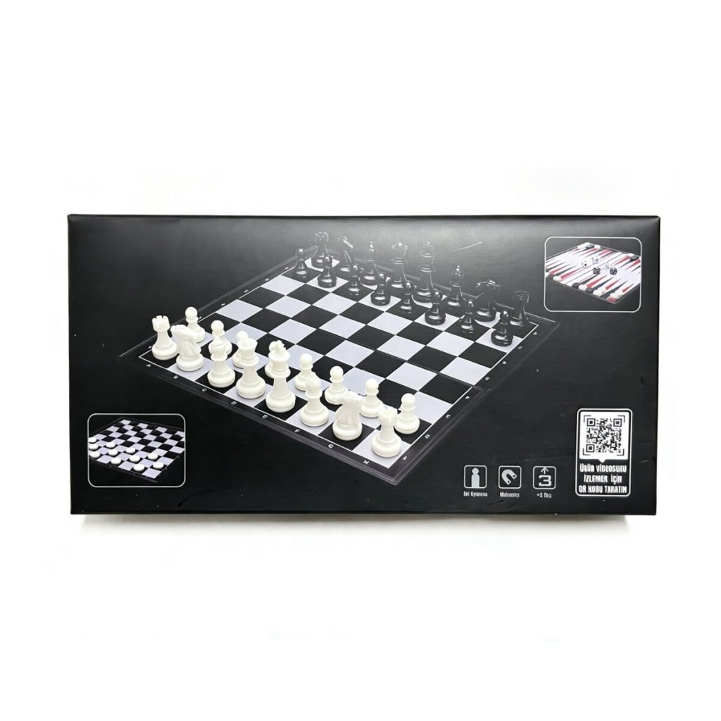 VRD10665 Katlanabilir Satranc Tavla Ve Dama Seti
