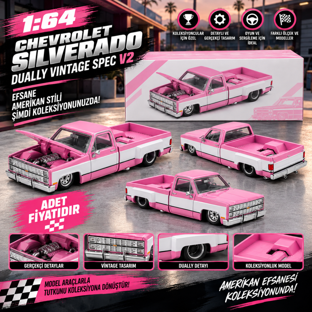 X KaidoHouse 1/64 Chevrolet Silverado Dually Vintage Spec V2 (adet fiyatıdır)