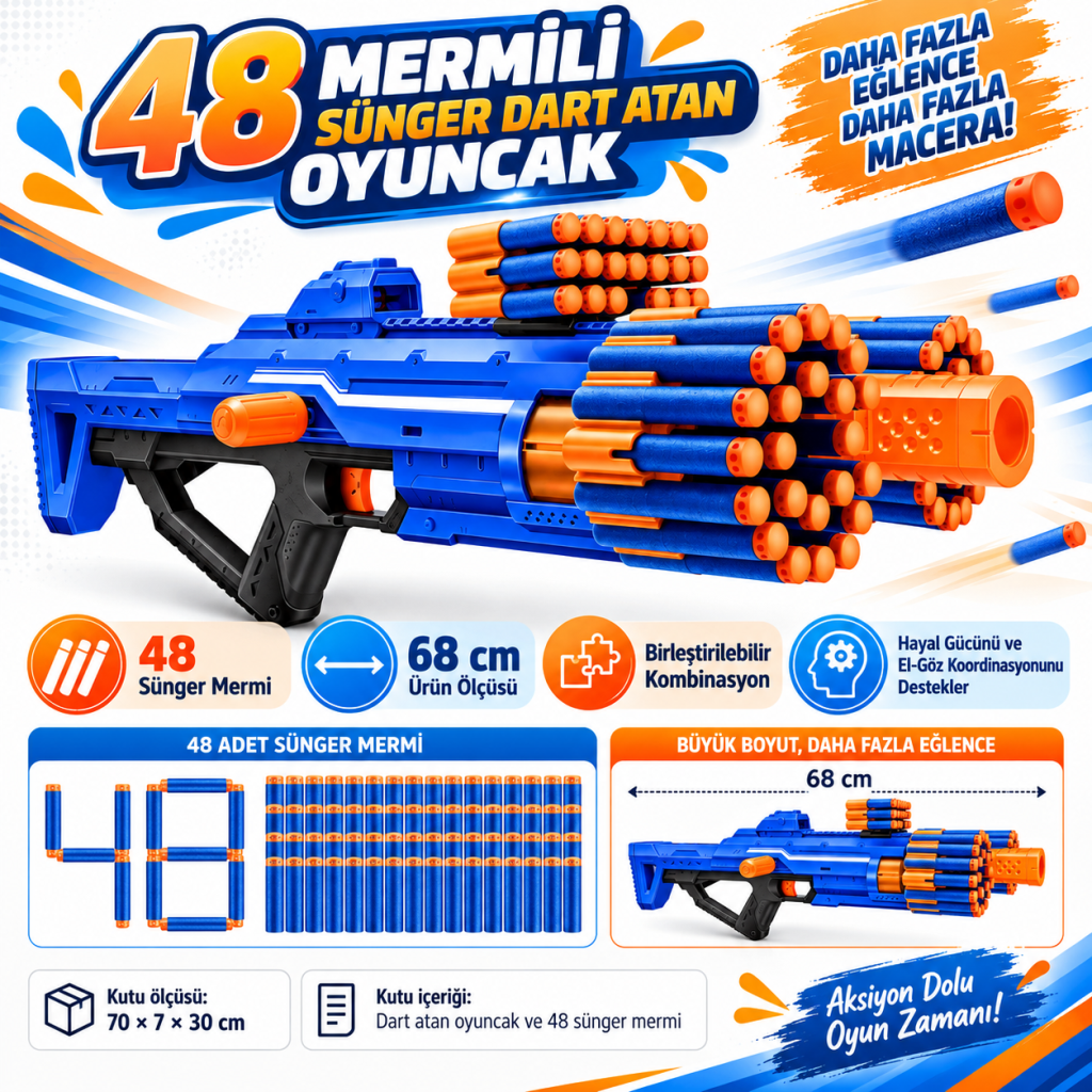 Berzerko 48 Mermili Sünger Dart Atan Silah 68 cm