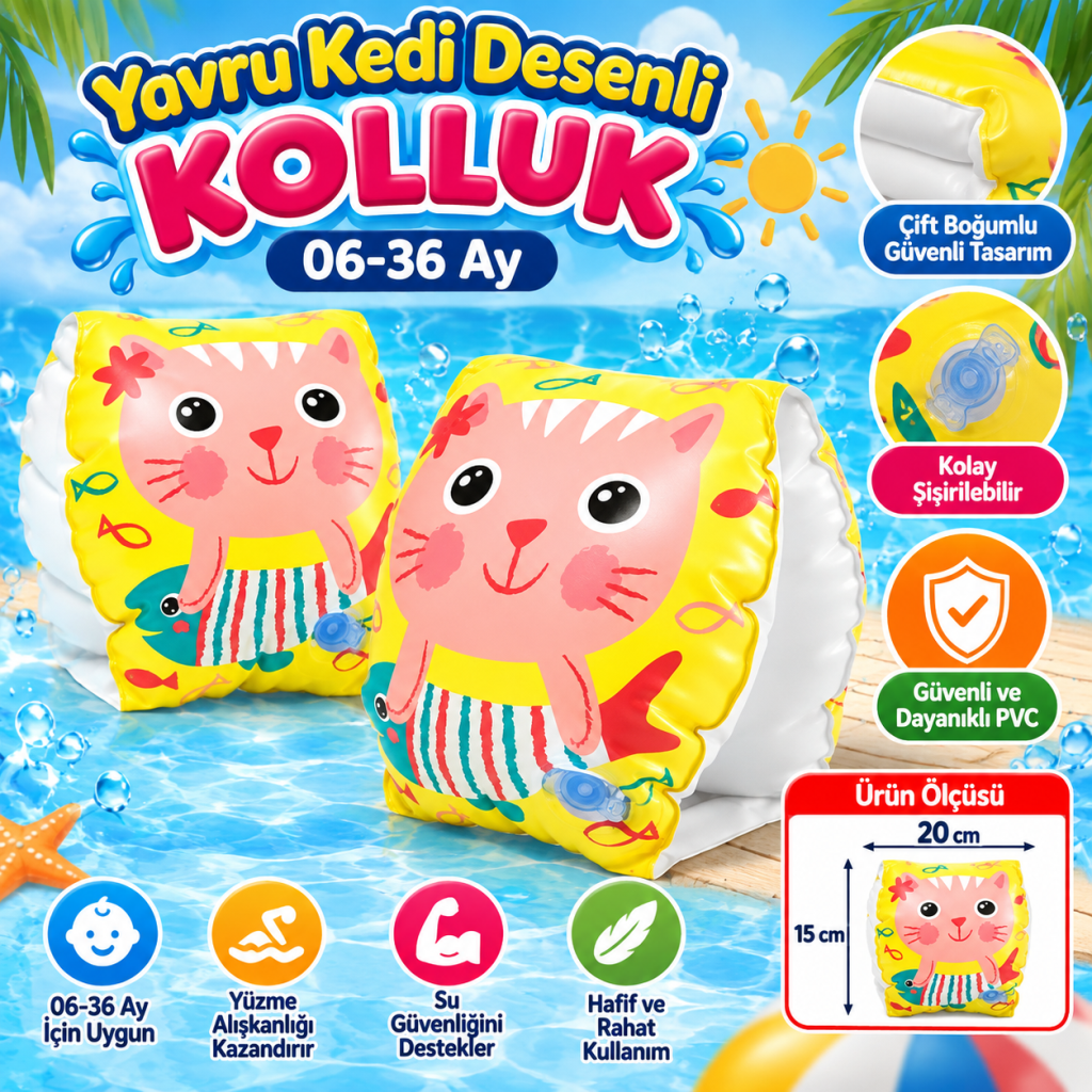 Yavru Kedi Desenli Kolluk 20x15 cm (06-36 Ay)