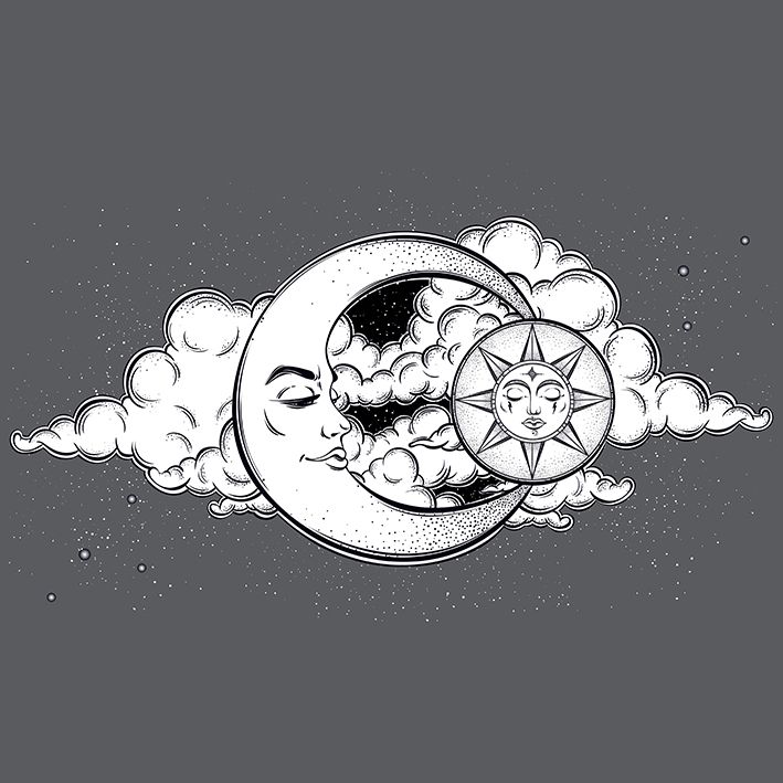 baskılı fon perde ay ve güneş etkili bulut arka plan desenli
