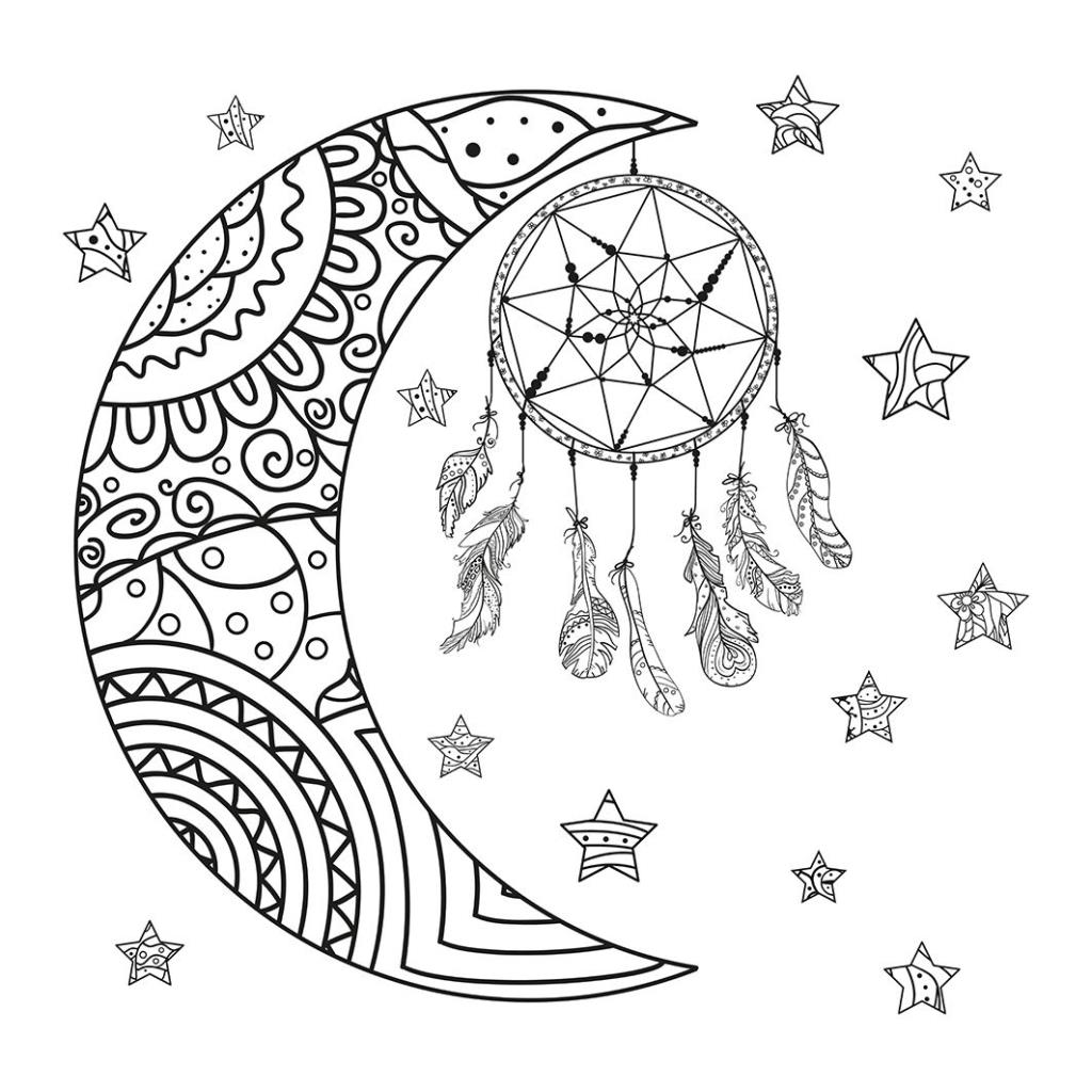 baskılı fon perde ay yıldız kuş tüyü desenli siyah beyaz