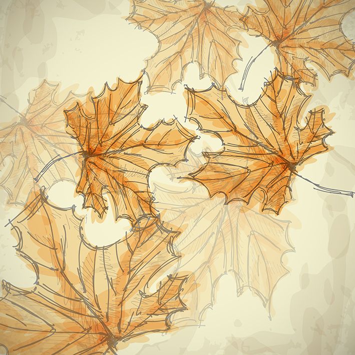 baskılı fon perde el sonbahar yaprak desenli kahverengi 