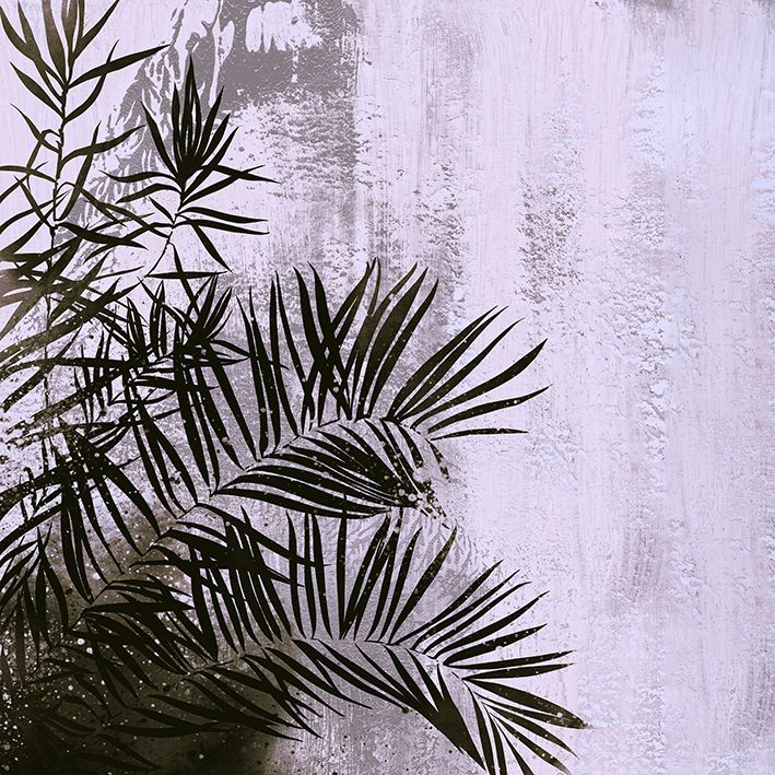 baskılı fon perde eskitme duvar üzerine tropik yapraklı desenli