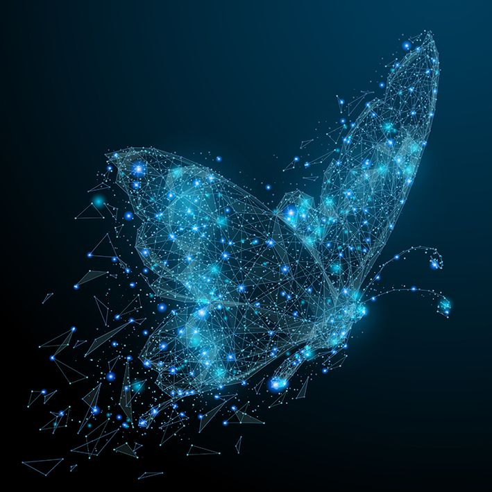 baskılı fon perde geometrik kelebek ışıltılı nokta desenli mavi 