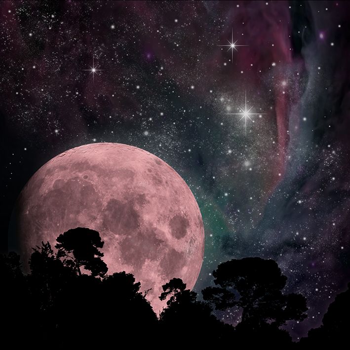 baskılı fon perde gökyüzü yıldız ay doğa manzara desenli 