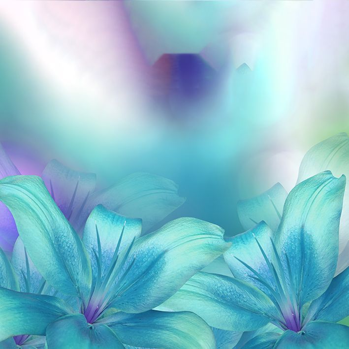 baskılı fon perde lilyum çiçeği mavi mor arka plan desenli