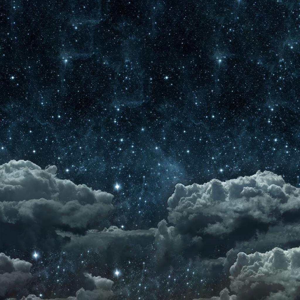baskılı fon perde mavi bulut gece gökyüzü desenli
