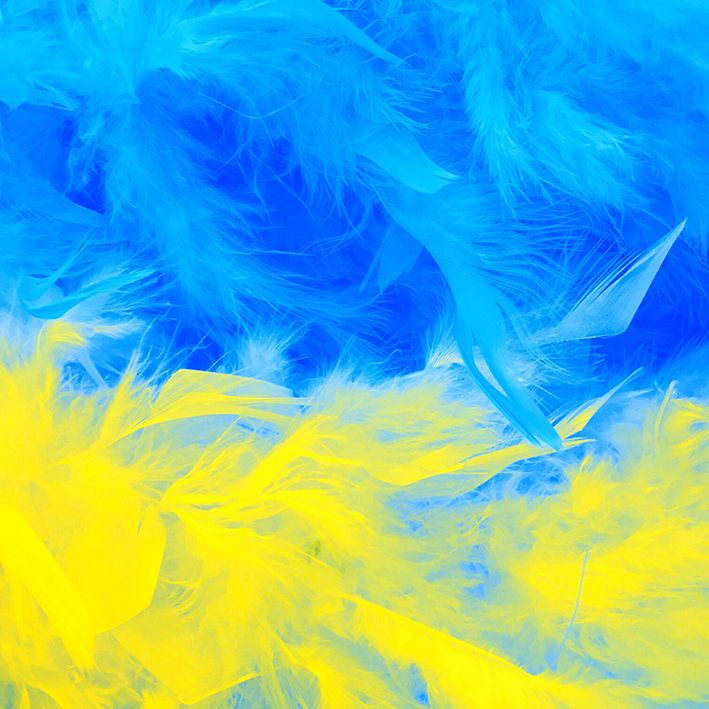 baskılı fon perde mavi sarı etkili tüylü desenli