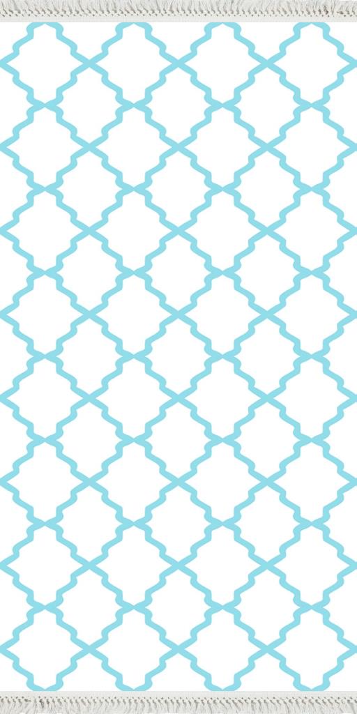 baskılı kilim classic kafes desen beyaz zeminli mavi
