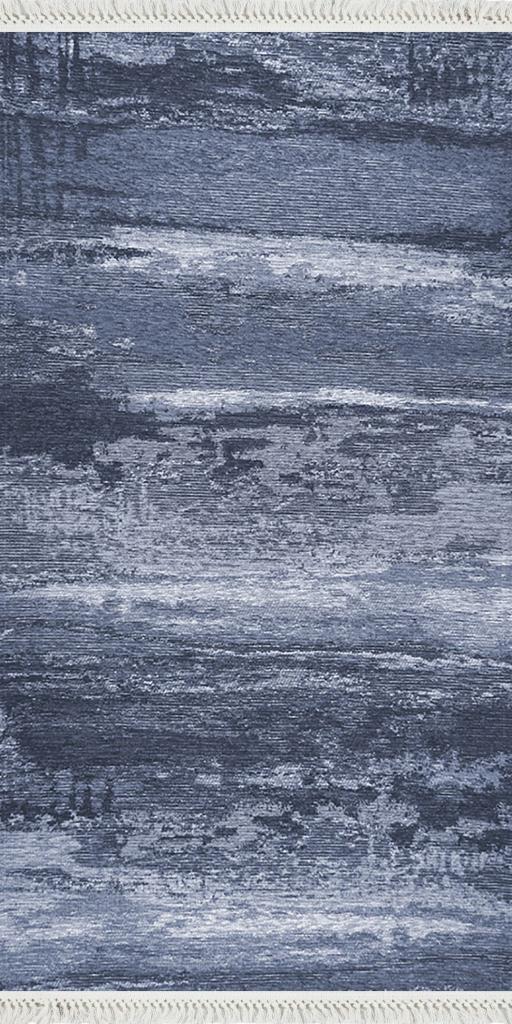 baskılı kilim modern eskitme alacalı desen laci mavi 