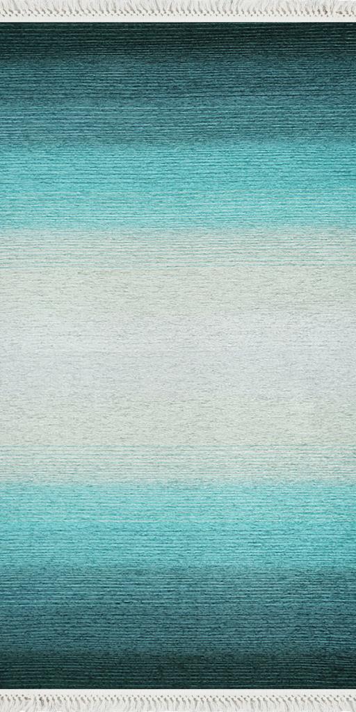 baskılı kilim modern eskitme efek çizgili laci turkuaz renk 