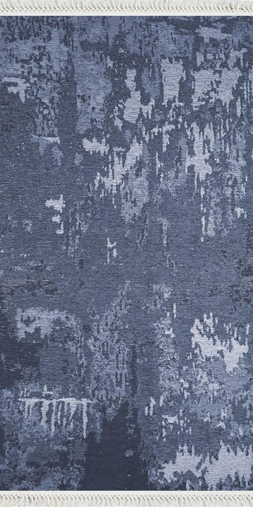 baskılı kilim modern eskitme parçalı desen mor mavi laci 