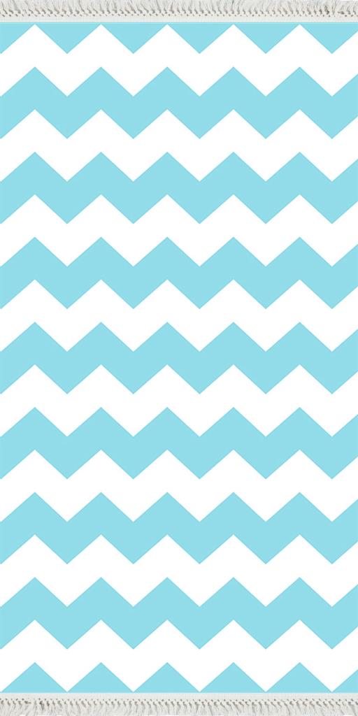baskılı kilim modern zigzag desenli bebek mavi beyaz 