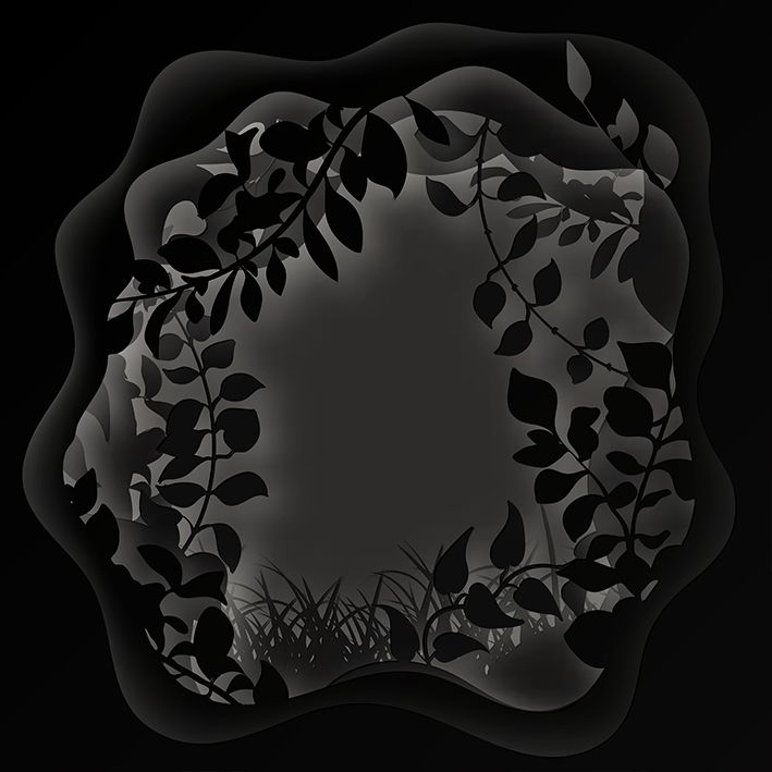 baskılı fon perde siyah arka plan etkili yaprak desenli
