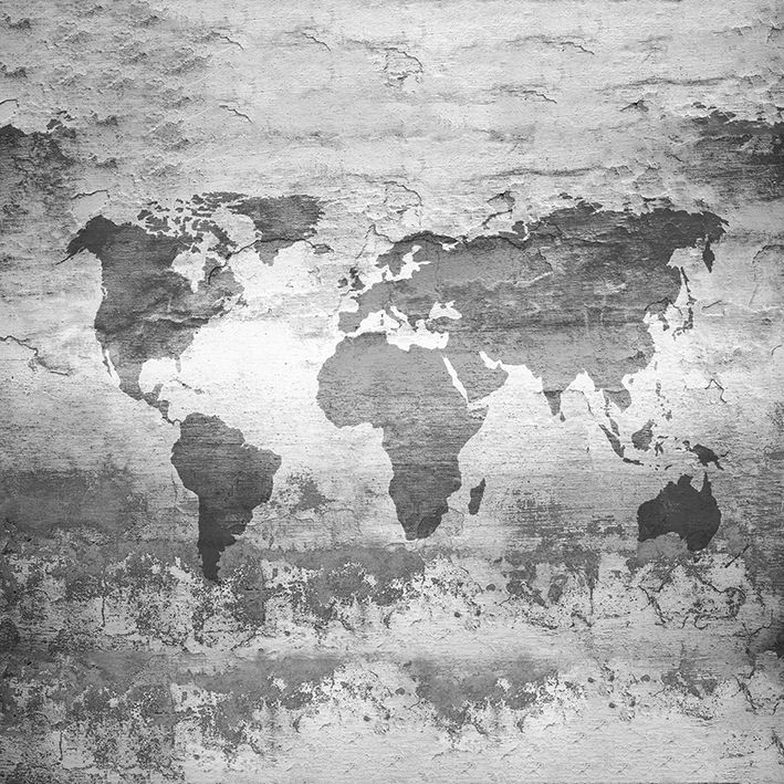 baskılı fon perde soluk siyah beyaz dünya harita desenli