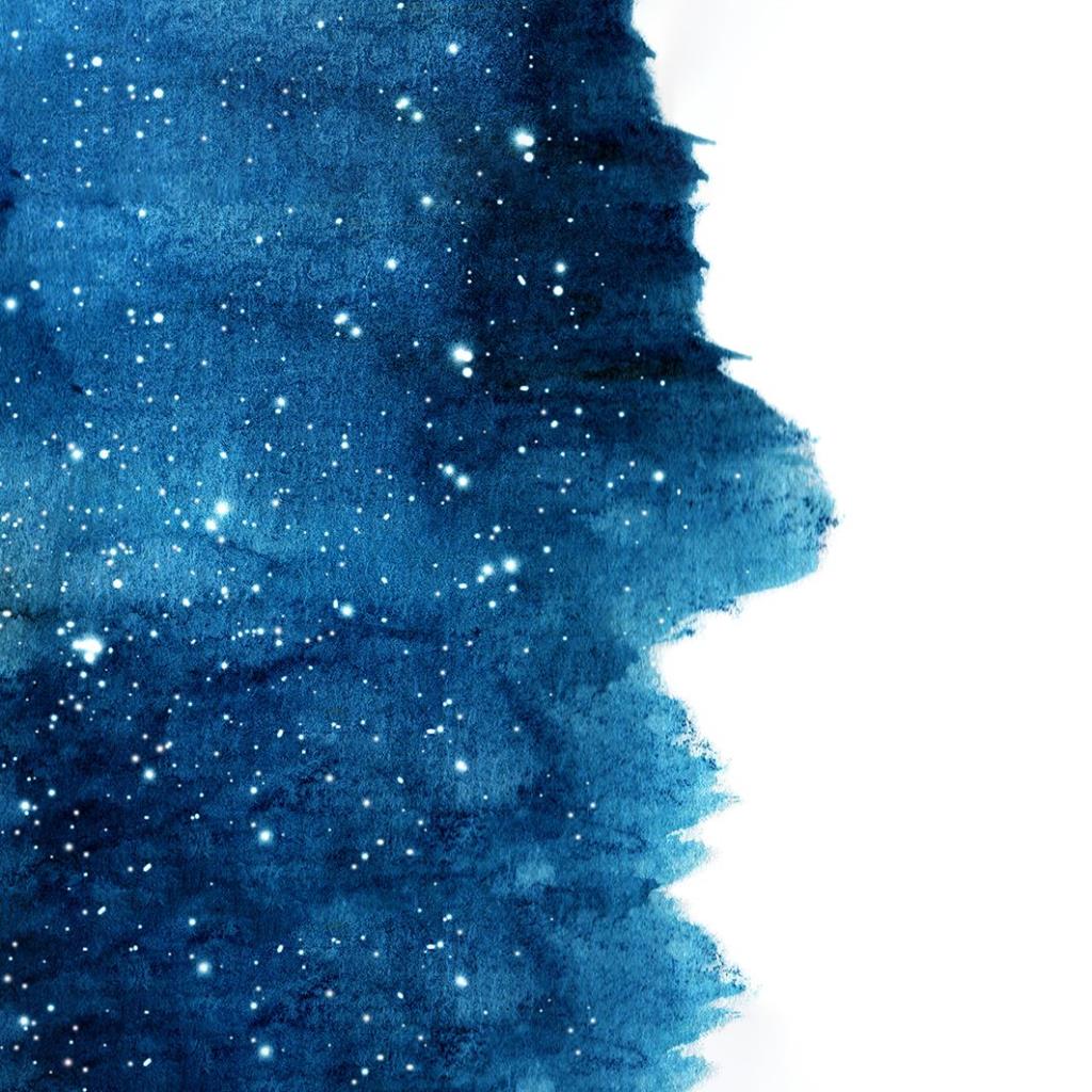 baskılı fon perde sulu boya etkili yıldız gökyüzü desenli mavi 