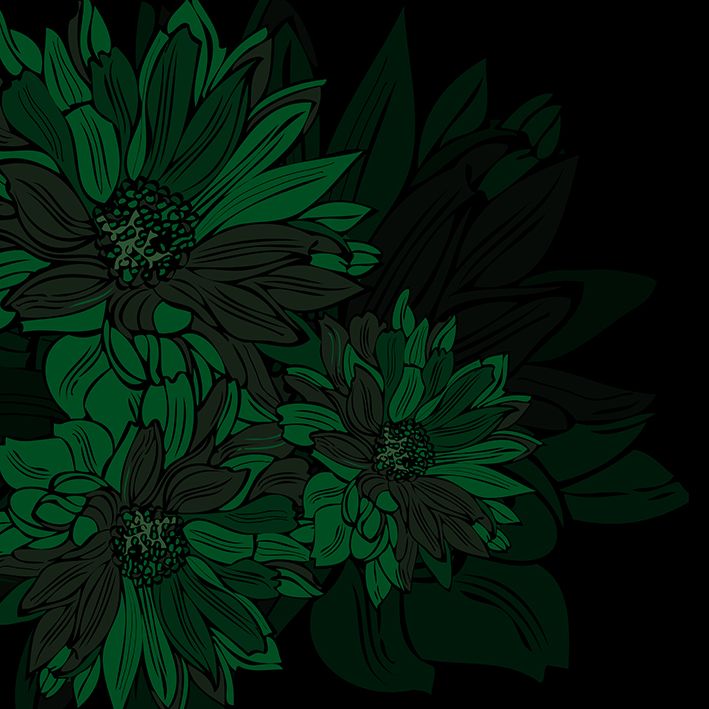 baskılı fon perde yeşil büyük çiçek gölge desenli