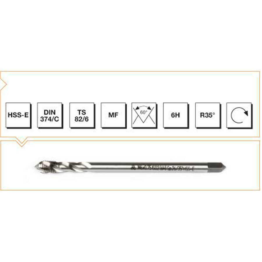 Makina Takım HSS-E DIN 374/C Metrik İnce Vidalı Helis Kanallı Makina Kılavuzu M14X1.5 - MTE B00105790292