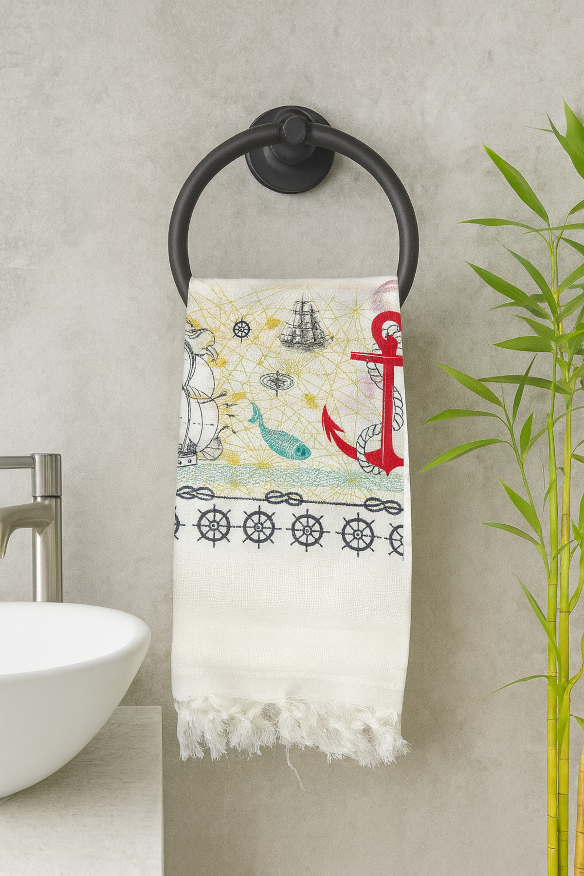 Bambu Baskılı Plaj Havlusu Peştemali Organik Bambu 90x170 İnce Peştemal — görsel 2
