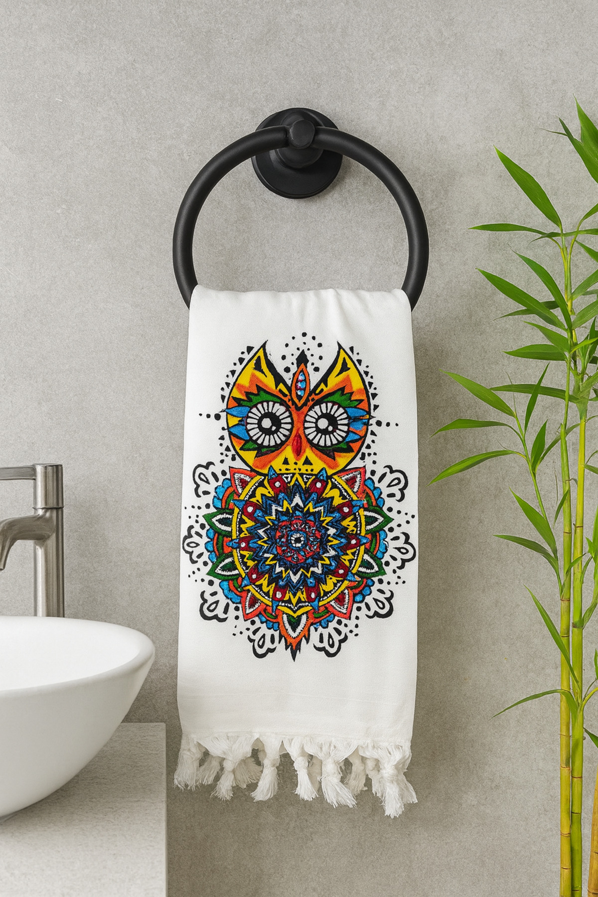 Bambu Baskılı Plaj Havlusu Peştemali Organik Bambu 90x170 İnce Peştemal — görsel 2