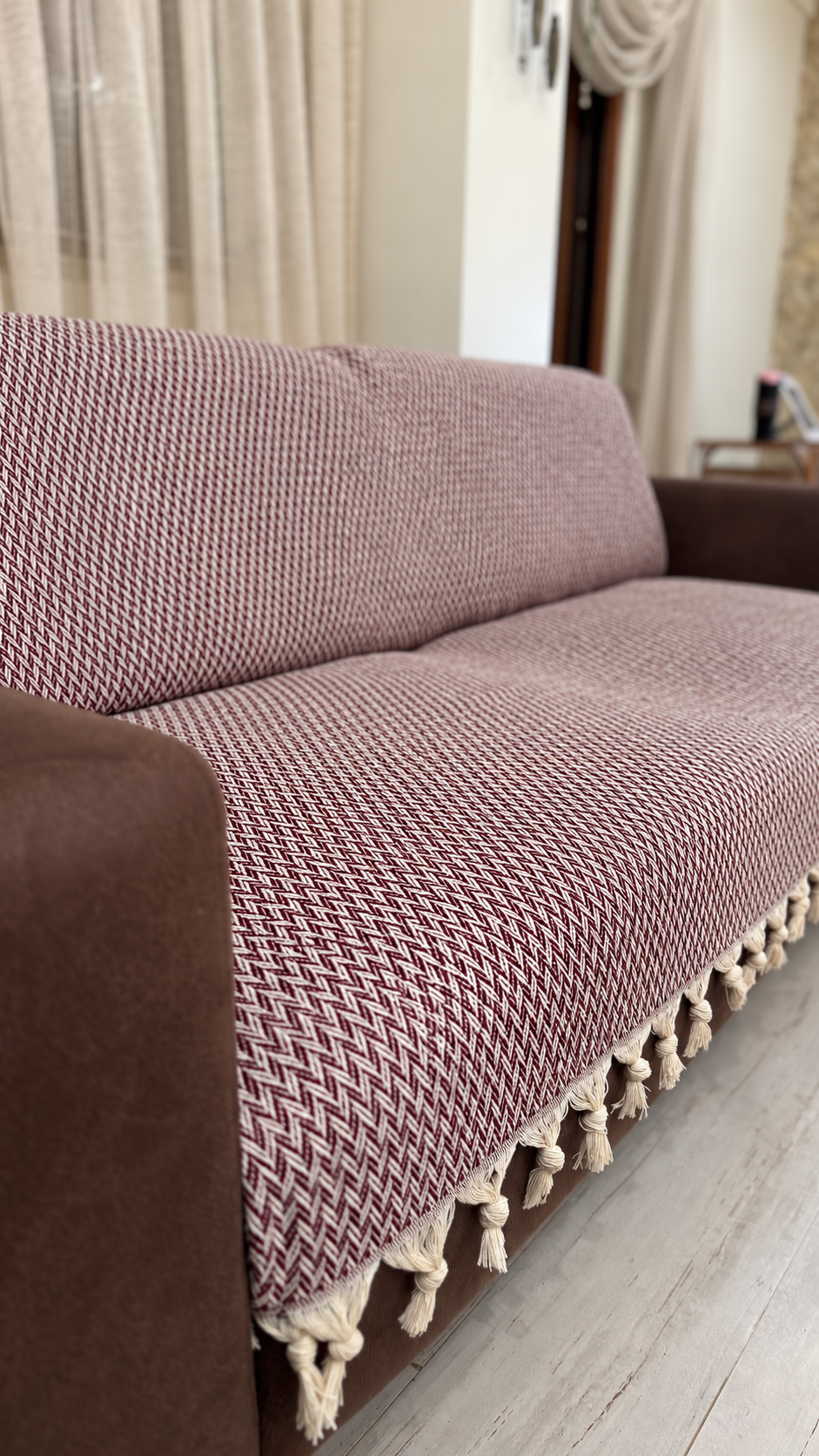 Başak Desen Dokuma %100 Pamuklu Çok Amaçlı Pike Koltuk Örtüsü 180x230 — görsel 2