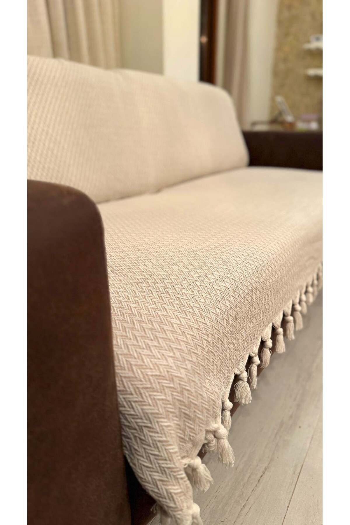 Başak Desen Dokuma %100 Pamuklu Çok Amaçlı Pike Koltuk Örtüsü 180x230 — görsel 2