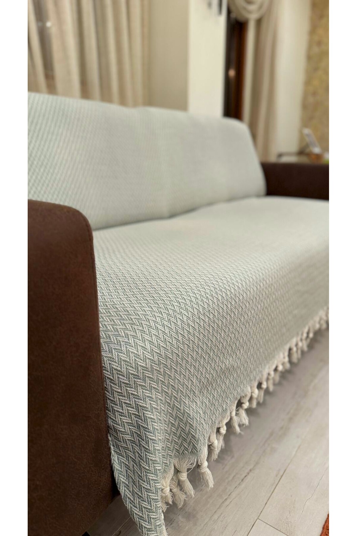 Başak Desen Dokuma %100 Pamuklu Çok Amaçlı Pike Koltuk Örtüsü 180x230 — görsel 2