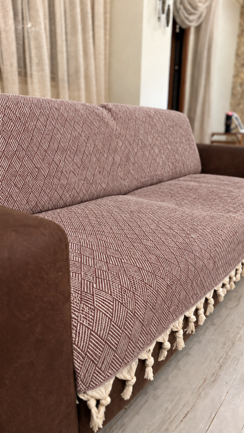 Dama Desen Dokuma %100 Pamuklu Çok Amaçlı Pike Koltuk Örtüsü 180x230 — görsel 2