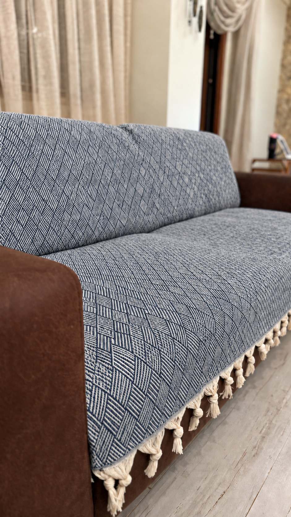 Dama Desen Dokuma %100 Pamuklu Çok Amaçlı Pike Koltuk Örtüsü 180x230 — görsel 2
