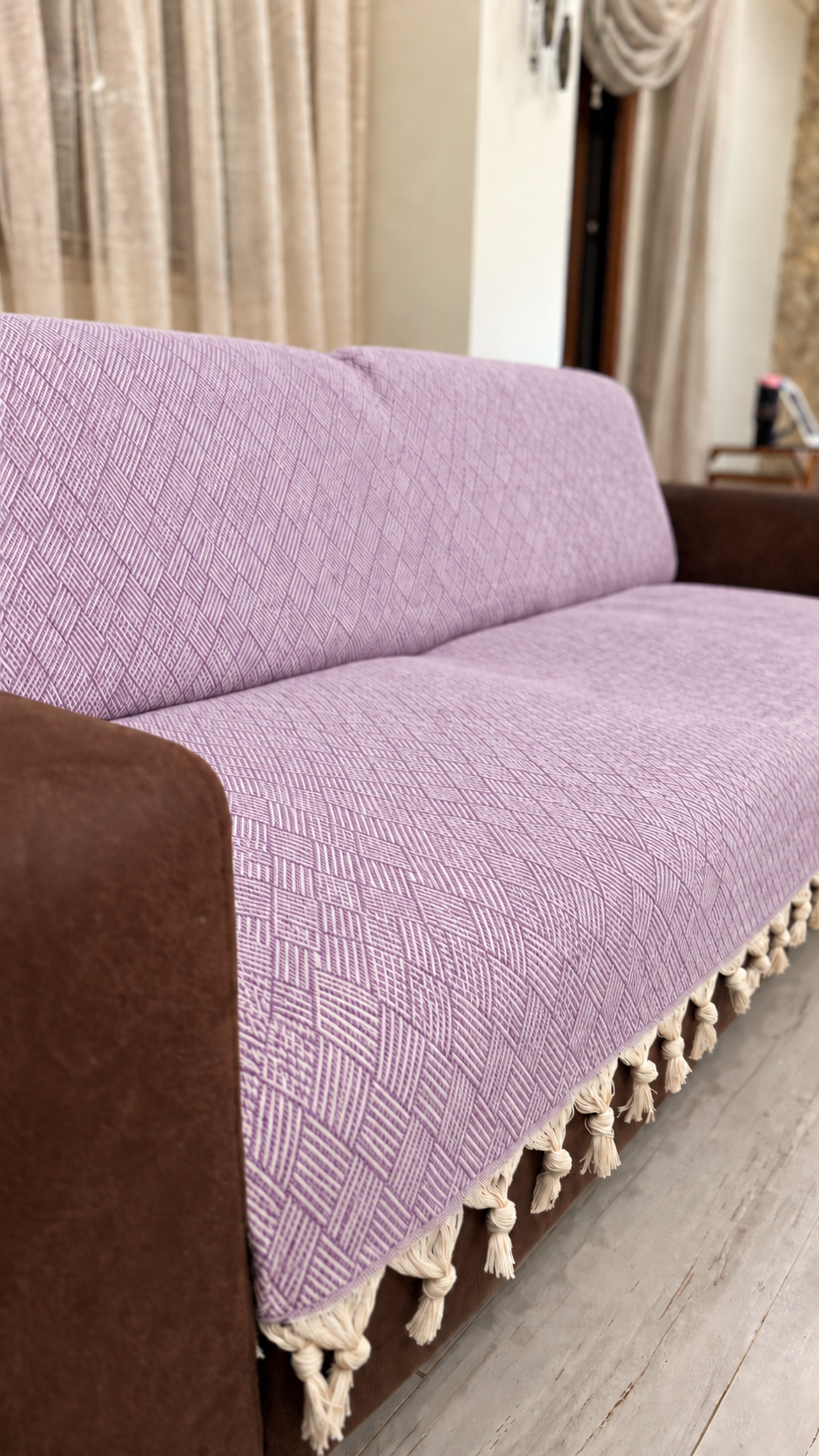 Dama Desen Dokuma %100 Pamuklu Çok Amaçlı Pike Koltuk Örtüsü 180x230 — görsel 2