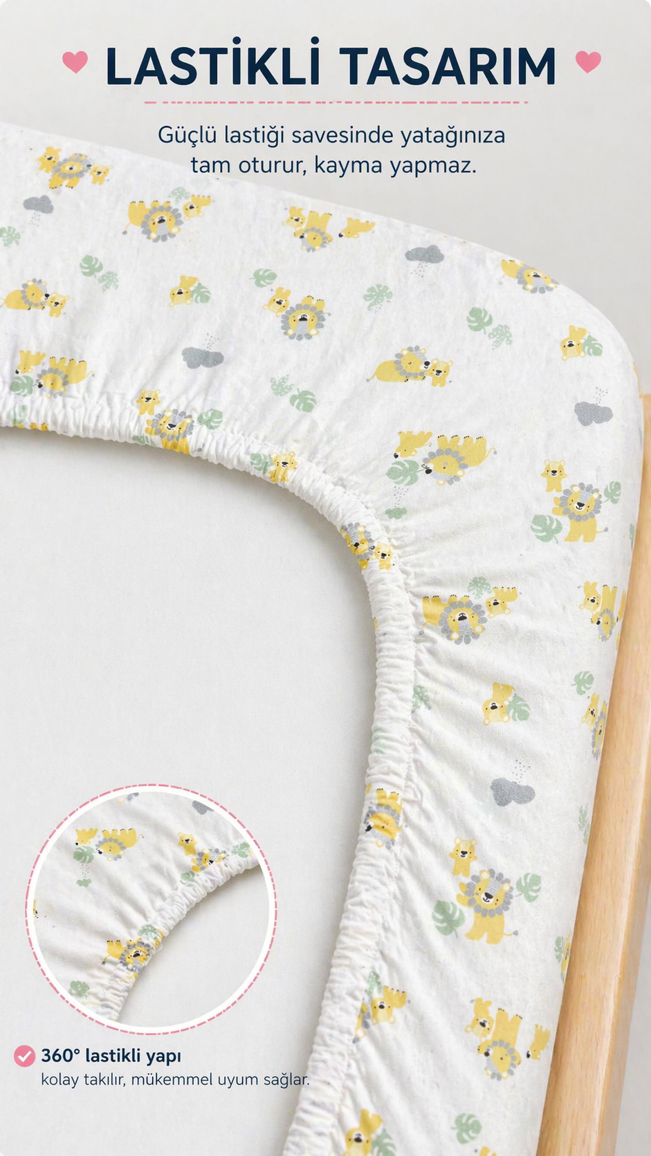 Pamuklu Penye 70x140 Lastikli Bebek Çarşafı Lastikli Beşik Çarşafı BEBEK ÇARŞAFI — görsel 2
