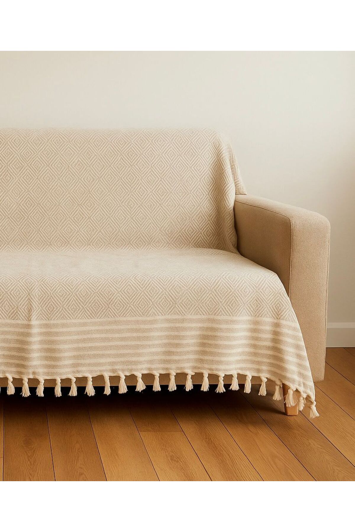 Reno Desen Dokuma %100 Pamuklu Çok Amaçlı Pike Koltuk Örtüsü 180x230 — görsel 4