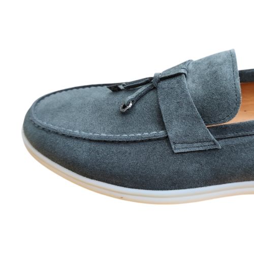King Shoes Gri Süet Yazlık Erkek Ayakkabı
