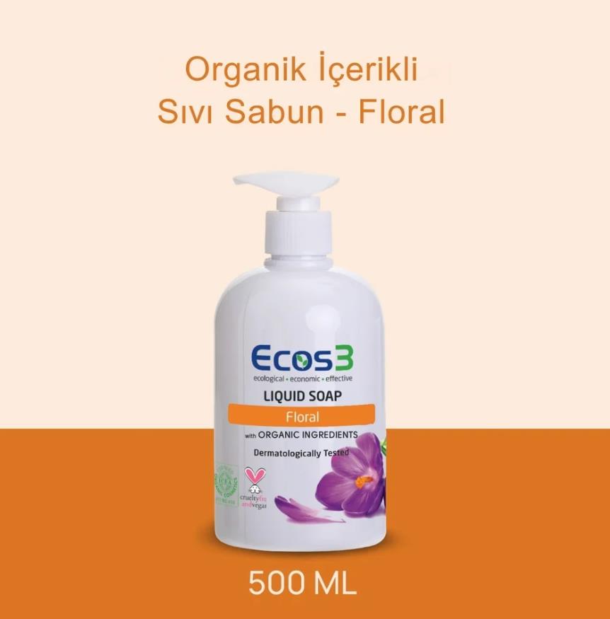 Ecowell Ecos3 Organik İçerikli Sıvı Sabun – Floral 500 mL