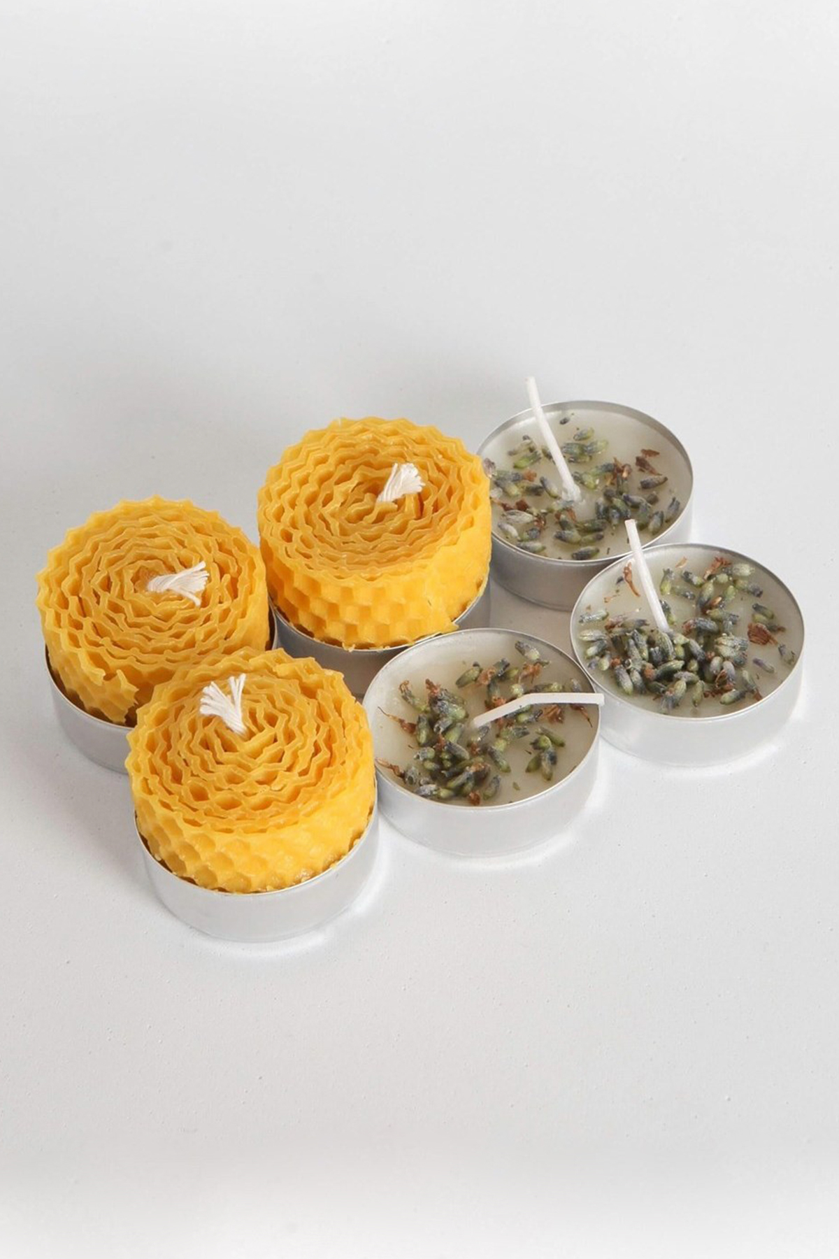 6'lı Doğal Balmumu Mum ve Soya Mumu Tealight Seti