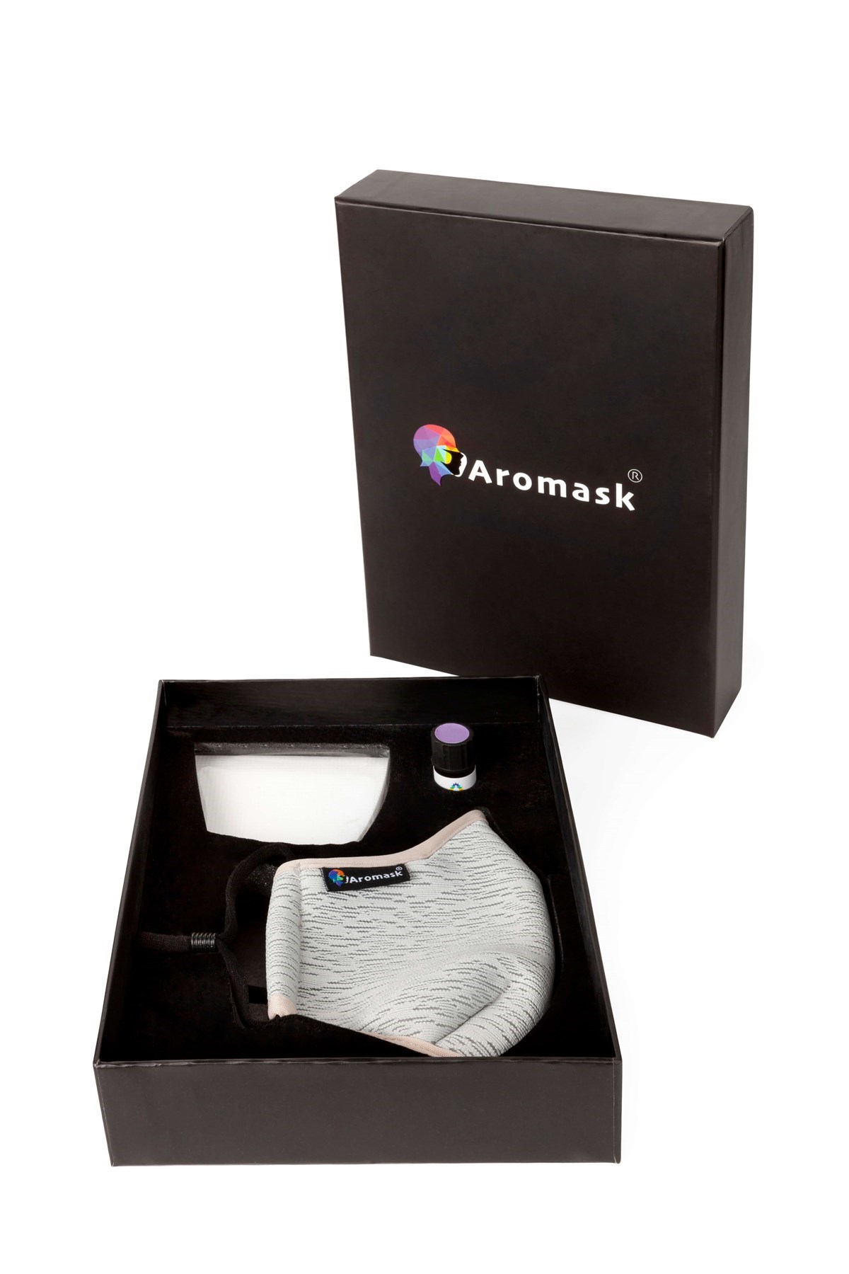 Aromask Lavanta Uçucu Yağ ve Pedli Gri Maske