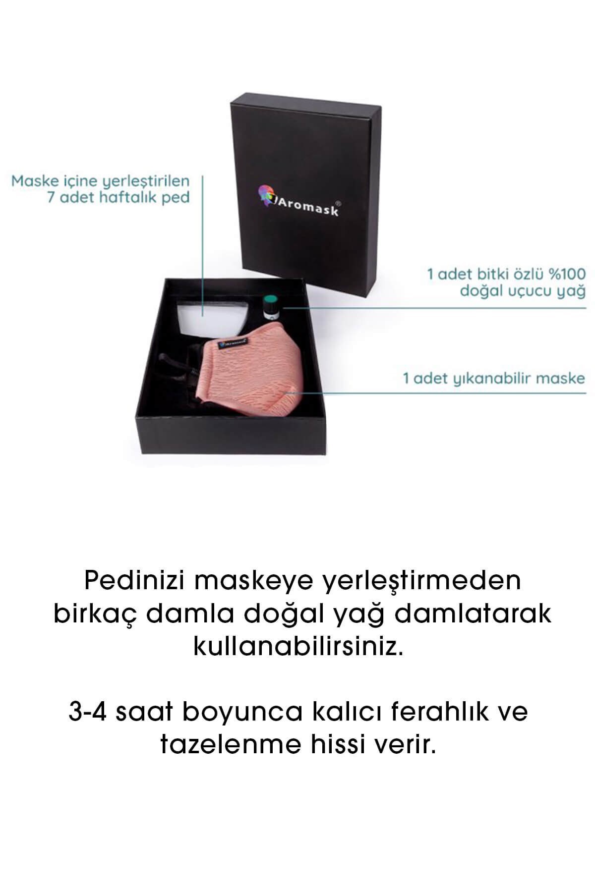 Aromask Okaliptüs Uçucu Yağ ve Pedli Pembe Maske