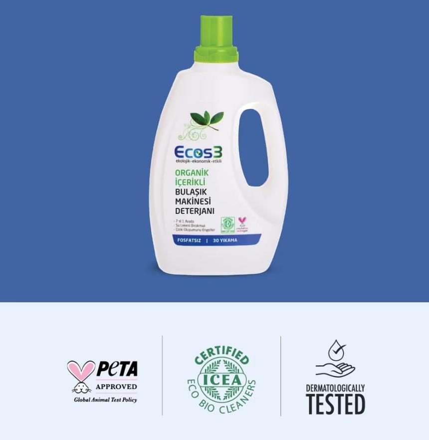 Ecos3 Organik İçerikli Bulaşık Makinesi Deterjanı 750 mL (30 Yıkama)