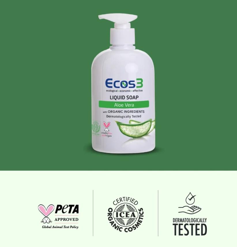 Ecowell Ecos3 Organik İçerikli Sıvı Sabun – Aloe Vera 500 mL